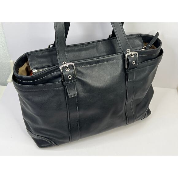 Authentic Coach Hampton Large Black Leather Tote Bag Purse F063-F10288 - Picture 4 of 16